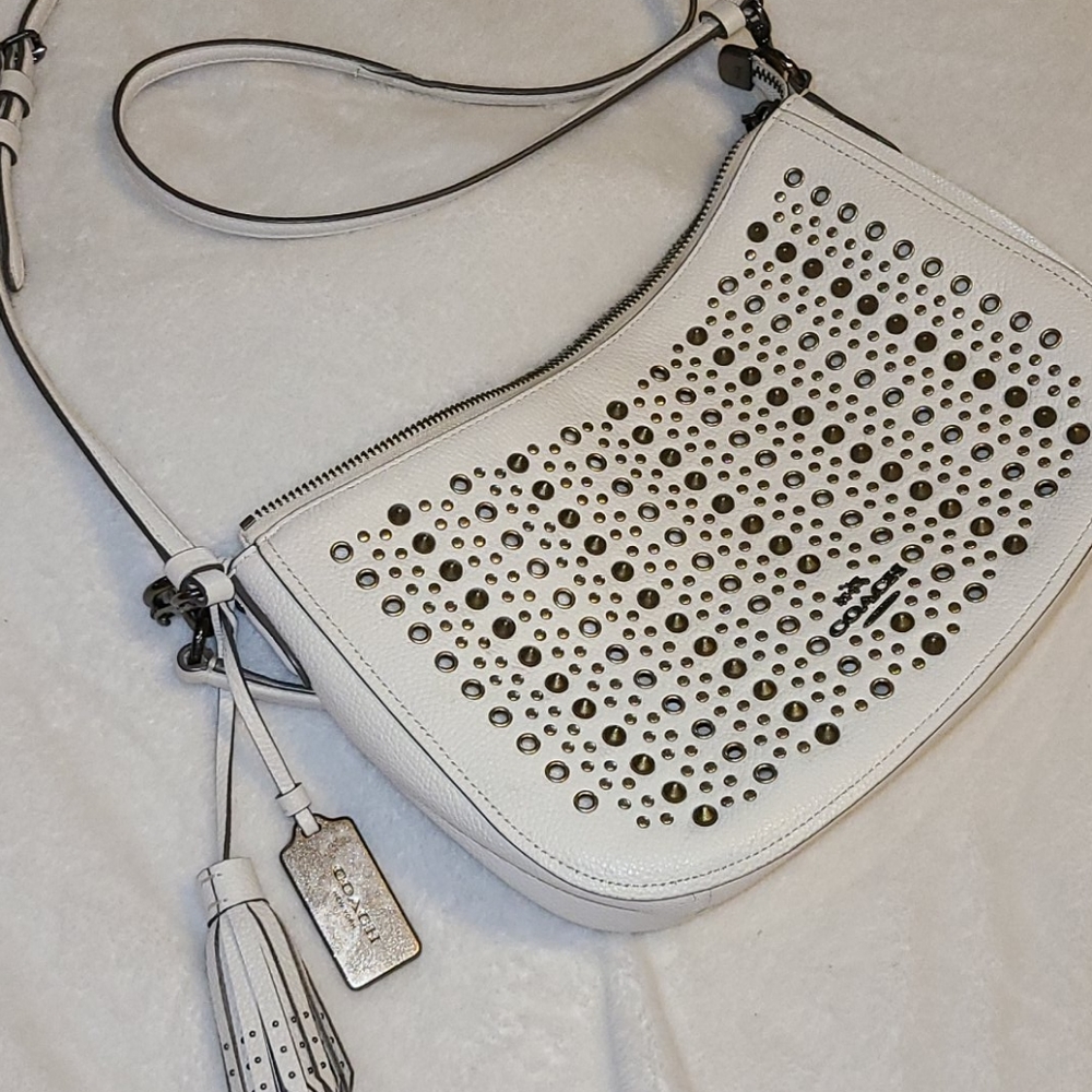 White studded Coach purse